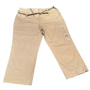 NWT Dana Buchman Signature Women's Capri Pants Size‎ 16 Beige Tan with Belt